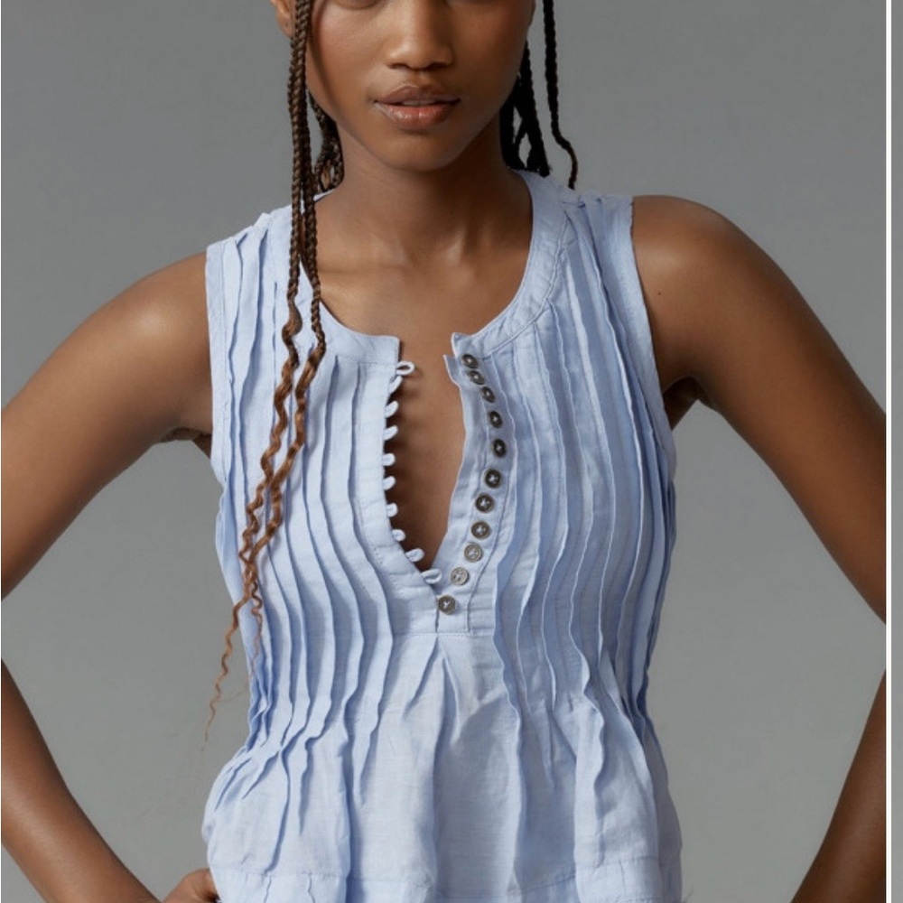 Anthropologie pleated linen tank